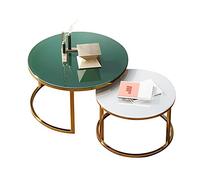 DGDHHSFJDJ Set di 2 tavolini da caffè impilabili Con struttura in Metallo, vetro temperato da 8 mm, Elegante finitura in titanio, Perfetti per CASA, ufficio, soggiorno, Sala da pranzo - 70/80+60 cm