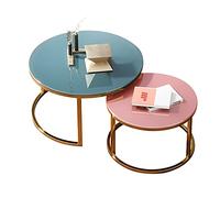 DGDHHSFJDJ Set di 2 tavolini da caffè impilabili Con struttura in Metallo, vetro temperato da 8 mm, Elegante finitura in titanio, Perfetti per CASA, ufficio, soggiorno, Sala da pranzo - 70/80+60 cm