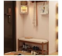 DGDHHSFJDJ Shoe Rack Storage Bench for Entryway, 2 Tier Solid Wood Ottoman Shoe Bench with Padded Seat Cushion, for Entryway Hallway Living Room Bedroom Mudroom(Beige,80cm/31.50in)