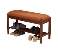 DGDHHSFJDJ Shoe Rack Storage Bench for Entryway, 2 Tier Solid Wood Ottoman Shoe Bench with Padded Seat Cushion, for Entryway Hallway Living Room Bedroom Mudroom(Brown,80cm/31.50in)