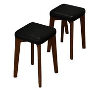 DGDHHSFJDJ Solid Wood Comfy Upholstered Side Chairs Set of 1/2/4, Kitchen Chairs, Suitable Kitchen & Dining Room Farmhouse Cafe(Black,2PCS)