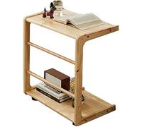 DGDHHSFJDJ Table Basse en Noyer en Forme de C, Petite Table d'appoint Mobile pour Salon, Chambre ou Bureau, 60 x 35 x 65 cm