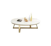 DGDHHSFJDJ Table Basse Ovale Nordique avec Plateau en Faux marbre et Pieds dorés - Table de Cocktail Moderne Gris/Blanc pour Salon 100 x 49 x 45 cm (L x l x H). Pièce maîtresse élégante.