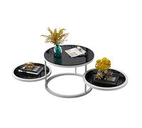 DGDHHSFJDJ Table Basse pivotante à 3 Niveaux : Base en Fer forgé pivotante à 360° et Plateau en Verre trempé. Table d'appoint gigogne élégante pour Le Salon.