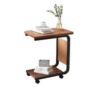 DGDHHSFJDJ Table d'appoint en Forme de C avec roulettes, Petite Table de Chevet avec Sac de Rangement et Structure en métal, Meuble de Rangement rétro pour canapé, lit ou Baignoire, Facile à Monter