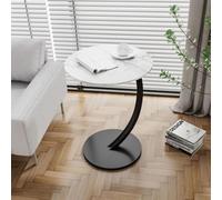 DGDHHSFJDJ Table d'appoint Moderne en Forme de C, Table Basse Marron Clair avec Structure en Acier, Facile à Assembler, décoration intérieure élégante pour Le Salon et la Table de Chevet, Polyvalente