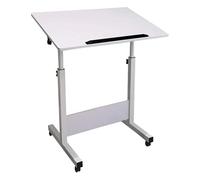 DGDHHSFJDJ Table d'appoint réglable en C, Mobile sur 4 roulettes avec Plateau. Se transforme de Table de lit en Poste de Travail Assis-Debout.