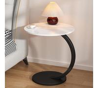 DGDHHSFJDJ Table d'appoint roulante en Forme de C, Style Vintage, Ronde, pour Ordinateur Portable, idéale comme Table de Chevet ou Bureau. Meuble d'appoint élégant Marron et Noir.