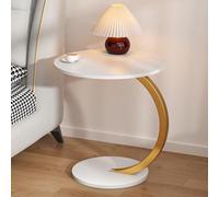 DGDHHSFJDJ Table d'appoint roulante en Forme de C, Style Vintage, Ronde, pour Ordinateur Portable, idéale comme Table de Chevet ou Bureau. Meuble d'appoint élégant Marron et Noir.