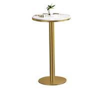 DGDHHSFJDJ Table de Bar Ronde Golden Bistro avec Pieds et Base en métal, Plateau en marbre, Structure en métal Robuste, Facile à Assembler, idéale pour Les familles et Les cafés.