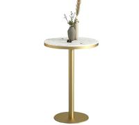 DGDHHSFJDJ Table de bistrot Ronde avec Plateau en marbre et Base en métal doré, élégante Table de pub pour Cuisine, café, Restaurant et Bureau