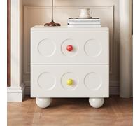 DGDHHSFJDJ Table de Chevet en Bois Massif avec 2 tiroirs et Base sphérique, Style Milieu du siècle, idéale pour la Chambre, Le Salon, Le Dressing ou Le Bureau.