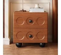 DGDHHSFJDJ Table de Chevet en Bois Massif avec 2 tiroirs et Base sphérique, Style Milieu du siècle, idéale pour la Chambre, Le Salon, Le Dressing ou Le Bureau.