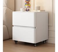 DGDHHSFJDJ Table de Chevet en Bois Massif avec 2 tiroirs et poignées Invisibles, roulettes pivotantes à 360°, Style Rustique et Moderne, Petite Table de Chevet pour Chambre ou Salon (Rose, 60 cm)