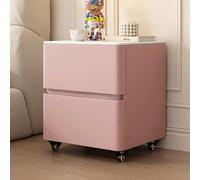 DGDHHSFJDJ Table de Chevet en Bois Massif avec 2 tiroirs et poignées Invisibles, roulettes pivotantes à 360°, Style Rustique et Moderne, Petite Table de Chevet pour Chambre ou Salon (Rose, 60 cm)