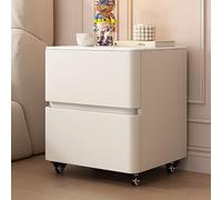 DGDHHSFJDJ Table de Chevet en Bois Massif avec 2 tiroirs et poignées Invisibles, roulettes pivotantes à 360°, Style Rustique et Moderne, Petite Table de Chevet pour Chambre ou Salon (Rose, 60 cm)