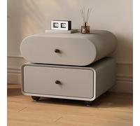 DGDHHSFJDJ Table de Chevet en Bois Massif, Table d'appoint Moderne avec 2 tiroirs et poignées arrondies, Base sphérique, pivotante à 360°, idéale pour la Chambre, Le Salon, Le Dressing ou Le Bureau.