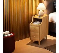 DGDHHSFJDJ Table de Chevet en Bois Naturel avec tiroirs - Pieds en Bois Massif - Table de Nuit idéale pour Chambre, entrée, Couloir ou résidence étudiante - Table d'appoint Pratique