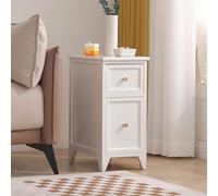 DGDHHSFJDJ Table de Chevet Fine Grise et Blanche avec 2 tiroirs de Rangement, Table de Chevet compacte, Petite Table d'appoint pour Chambre à Coucher, Design Moderne