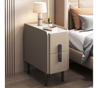 DGDHHSFJDJ Table de Chevet Moderne à 2 tiroirs, élégante, revêtue de Similicuir, livrée entièrement assemblée, Petite Table d'appoint idéale pour Les dortoirs et Les espaces réduits.