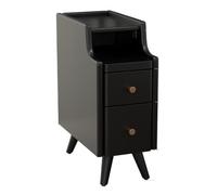 DGDHHSFJDJ Table de Chevet Noire Fine avec tiroirs - Table de Chevet Haute en Bois Massif pour Chambre à Coucher, compacte