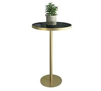 DGDHHSFJDJ Table Haute en marbre Stable, Table de Bar Ronde avec Pieds et Base en métal, Plateau en marbre Noir de 55 cm, Facile à Nettoyer, idéale pour Salon, café ou bistrot.