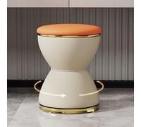 DGDHHSFJDJ Tabouret de Maquillage Rond en Cuir doré et Gris foncé, pivotant à 360°, avec Coussin Confortable, Cadre en Bois Massif, pour Salon et Chambre à Coucher