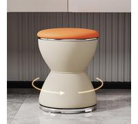 DGDHHSFJDJ Tabouret de Maquillage Rond en Cuir doré et Gris foncé, pivotant à 360°, avec Coussin Confortable, Cadre en Bois Massif, pour Salon et Chambre à Coucher