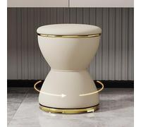 DGDHHSFJDJ Tabouret de Maquillage Rond en Cuir doré et Gris foncé, pivotant à 360°, avec Coussin Confortable, Cadre en Bois Massif, pour Salon et Chambre à Coucher