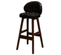 DGDHHSFJDJ Tabourets de Bar Vintage Style Mid-Century, avec Assise rembourrée en Similicuir et Pieds en Bois, idéal for la Cuisine, Un café, Un pub ou Un Restaurant.(1PCS Black,63cm/24.80in)