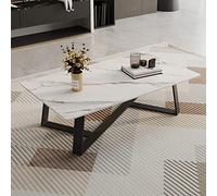 DGDHHSFJDJ Tavolino da caffè in Ardesia da 31" migliorato - Tavolino Centrale rettangolare moderno Con Texture in Marmo e Base a X per piccoli spazi, soggiorno, ufficio, tè e decorazioni