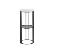 DGDHHSFJDJ Tavolino da caffè Rotondo moderno in Marmo da 30 cm - Tavolino a 2 livelli Con Spazio di archiviazione per esposizione di piante da balcone, negozio di Fiori e Hotel - Design Nero compatto