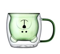 DGDTWHXSH Mug chat créatif, en verre borosilicate haute densité, coloré, double paroi, transparent et isotherme, idéal pour la maison (café, boissons, thé au lait), 250 ml, rose