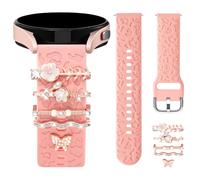 DGege Bracelets gravés léopard compatibles avec Galaxy Watch 7 6 5 4/Active 2/FE 40 mm 44 mm/Watch 6/4 Classic/5 Pro, bracelet de montre de 20 mm avec 5 breloques accessoires en silicone pour Samsung