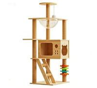 DGERFDJO Cadre d'escalade for Chat avec Villa, nid, Planche à gratter, Arbre et Jouet Spatial, Centre d'activités for Animaux de Compagnie Toutes Saisons(N7 120cm)