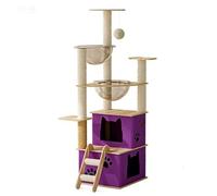 DGERFDJO Cadre d'escalade for Chat avec Villa, nid, Planche à gratter, Arbre et Jouet Spatial, Centre d'activités for Animaux de Compagnie Toutes Saisons(N19 142cm)