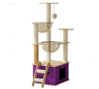 DGERFDJO Cadre d'escalade for Chat avec Villa, nid, Planche à gratter, Arbre et Jouet Spatial, Centre d'activités for Animaux de Compagnie Toutes Saisons(N18 112cm)