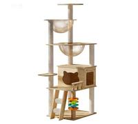 DGERFDJO Cadre d'escalade for Chat avec Villa, nid, Planche à gratter, Arbre et Jouet Spatial, Centre d'activités for Animaux de Compagnie Toutes Saisons(N17 150cm)
