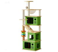 DGERFDJO Cadre d'escalade for Chat avec Villa, nid, Planche à gratter, Arbre et Jouet Spatial, Centre d'activités for Animaux de Compagnie Toutes Saisons(N9 153cm)