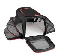 DGERFDJO Sac de Transport Extensible approuvé par Les compagnies aériennes for Petits Chiens et Chats, Sac de Voyage Pliable aux côtés Souples avec accès à 4 Voies(Black,M)