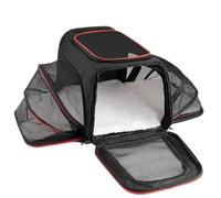 DGERFDJO Sac de Transport Extensible approuvé par Les compagnies aériennes for Petits Chiens et Chats, Sac de Voyage Pliable aux côtés Souples avec accès à 4 Voies(Black,M)