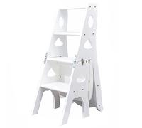 DGFOSXLIP Chaise-échelle de bibliothèque Pliante, Tabouret Multifonctionnel avec étagère de Rangement, capacité de 150 kg, Conception Pliable pour Une Utilisation à Domicile