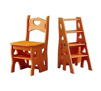 DGFOSXLIP Échelle de bibliothèque Pliante en Bois à 4 marches, Tabouret escamotable léger et Portable, étagère multifonctionnelle pour la Maison, Le Bureau ou la Cuisine - Finition Noyer
