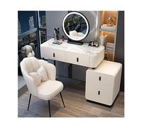 DGFOSXLIP Ensemble Coiffeuse Nordique élégant avec Meuble de Rangement dissimulé et Chaise pour Femme, Station de Maquillage multifonctionnelle pour Chambre de Fille