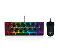 DGG Ensemble clavier et souris de jeu 60 % - Petit clavier et souris - Mini clavier de jeu 61 touches - Sensation mécanique RVB véritable - Pour ordinateur et PC