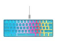DGG Mini clavier de jeu filaire 60 % rétroéclairé RVB ultra compact, étanche à 61 touches, pour joueur de PC/Mac, dactylographe, voyage, facile à transporter en voyage d'affaires, bleu