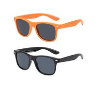 DGHEGDUI 2 Paires De Lunettes De Soleil Rétro À Ongles De Riz, Lunettes De Soleil Anti-Ultraviolets, Yeux Classiques De La Mode, Vêtements Et Lunettes Décoratives (Orange, Noir).