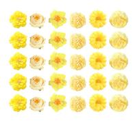 DGHEGDUI 30 Fleurs Artificielles Jaunes, Accessoires Matériels Faits À La Main, Fleurs De Décoration De Dessert De Gâteau, Fausses Fleurs De Noce, Adaptées Au Salon Et À La Chambre.