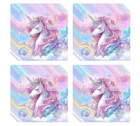 DGHEGDUI 40 Serviettes De Cheval Arc-en-Ciel, Accessoires De Fête d'anniversaire pour Filles, Jolis Motifs De Dessins Animés, Adaptés Aux Fêtes d'enfants, Disposition De La Table.