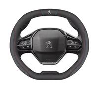 DGHJJ Couvre Volant pour Peugeot 3008 GT Line 2019-2021, en Cuir Microfibre Respirant et Antidérapant avec Logo de Voiture Caches de Volant